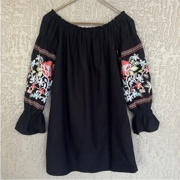 Free People Fleur Du Jour Embroidered Off Shoulder Mini Dress XS - Picture 6 of 11